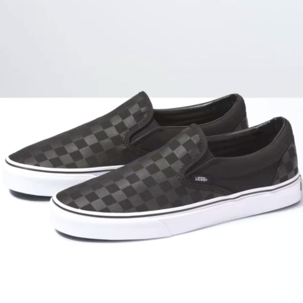 Men's Black on Black checkerboard Vans